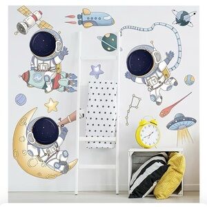 WAFT YEARN Astronaut Universe Outer  Space Ship Wall Decal, Removable. 
2-Rolls